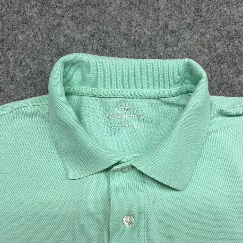 Vineyard Vines Polo Shirt Mens Large Green Slim Fit 100% Cotton Pique Whale Logo - Picture 4 of 16